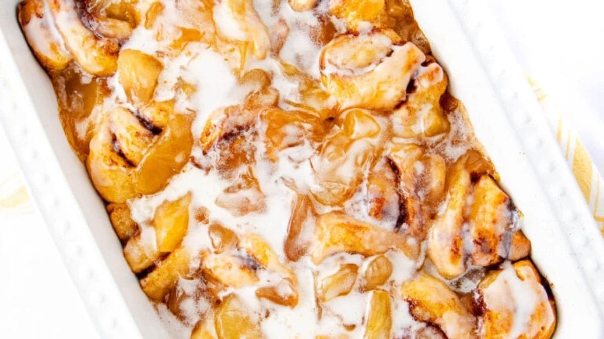 Cozy Apple Pie Filled Cinnamon Rolls Bake (5 Minute Prep). Photo credit Intentional Hospitality.