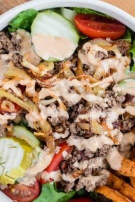 Burger Bowl Recipe. Photo credit Southern Food and Fun.