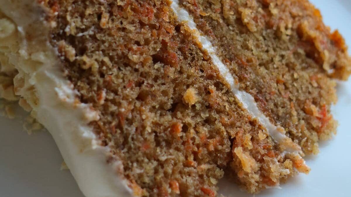 slice of carrot cake on a plate