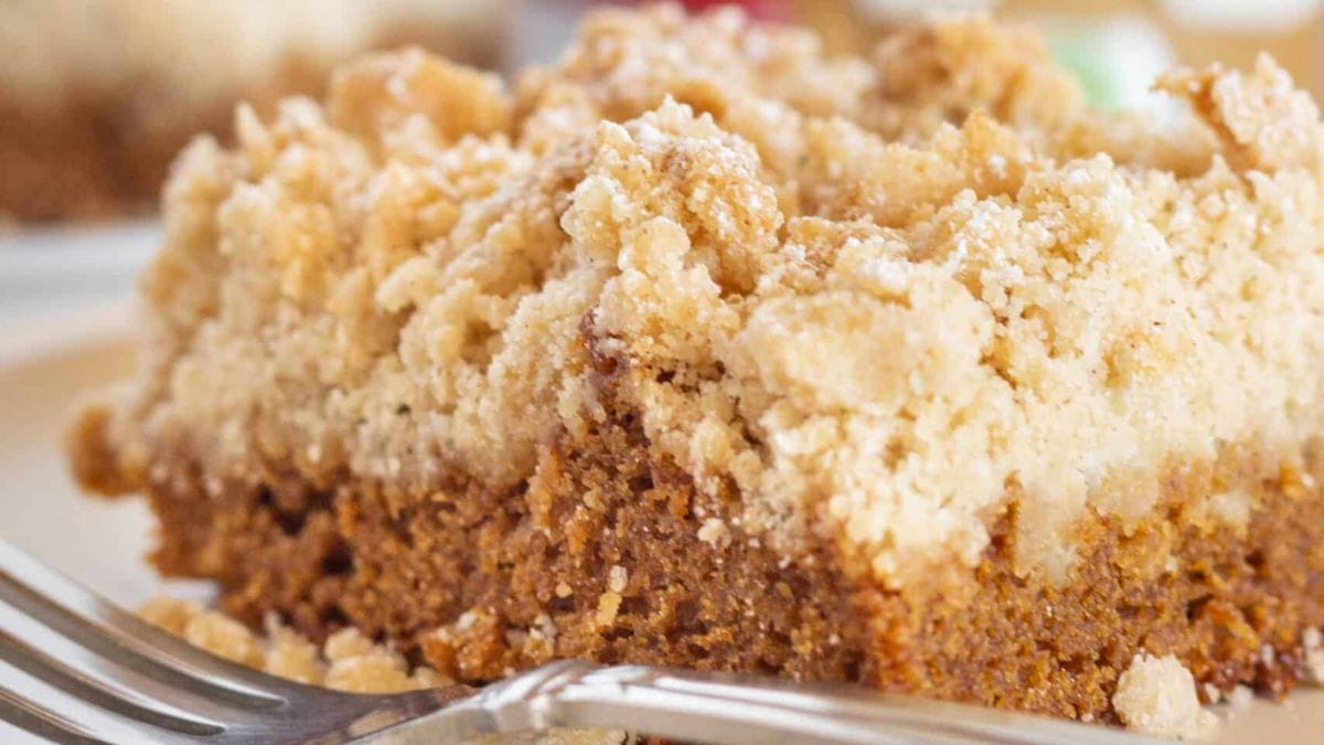 Easy Gingerbread Coffee Cake Recipe. Photo credit Practically Homemade.