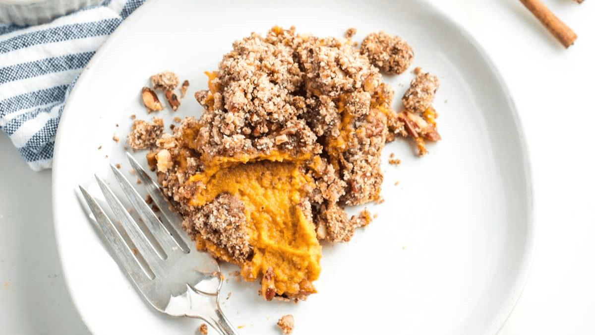 Maple Pecan Sweet Potato Casserole (Vegan + Gluten Free). Photo credit Debra Klein.