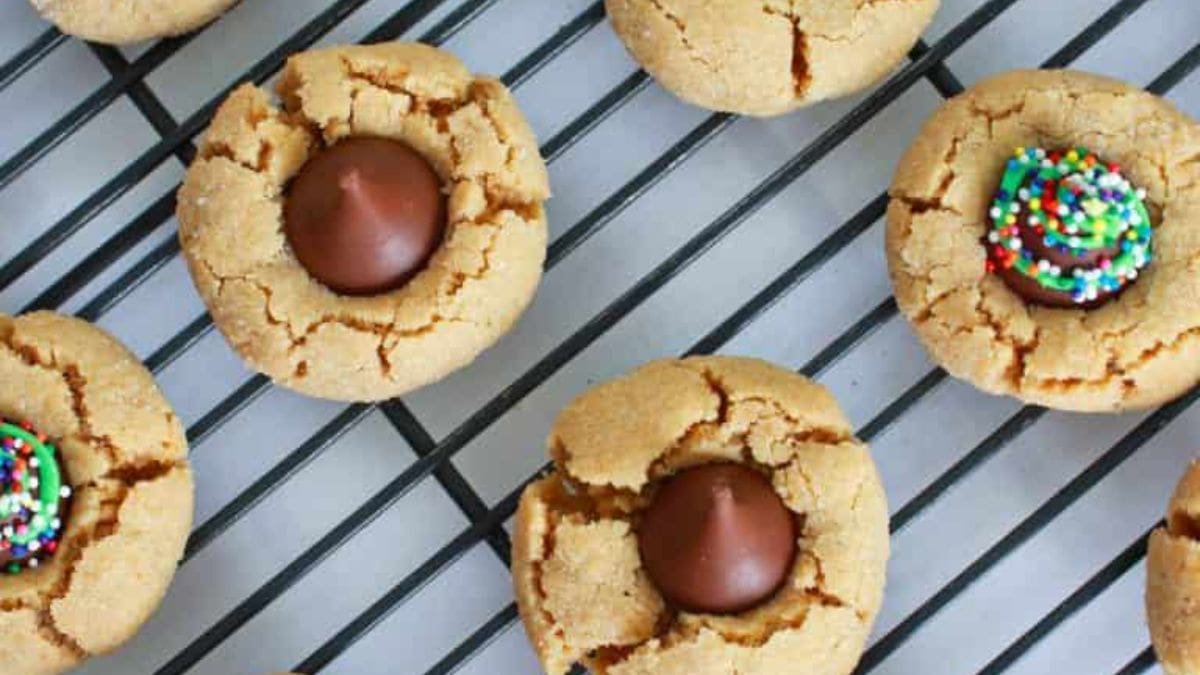 Peanut Butter Blossom Cookies. Photo credit Practically Homemade.