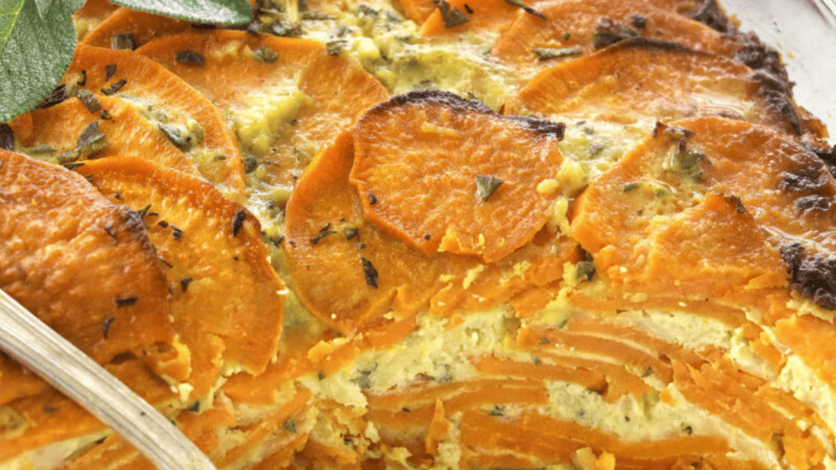Savory Sweet Potato Casserole. Photo credit Savor the Best.