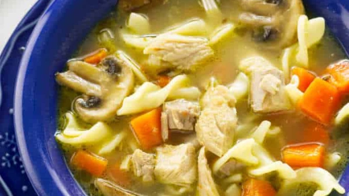 Turkey Noodle Soup (From A Leftover Turkey Carcass). Photo credit Savor the Best.