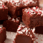 Easy Marshmallow Peppermint Fudge. Photo credit Butter and Baggage.