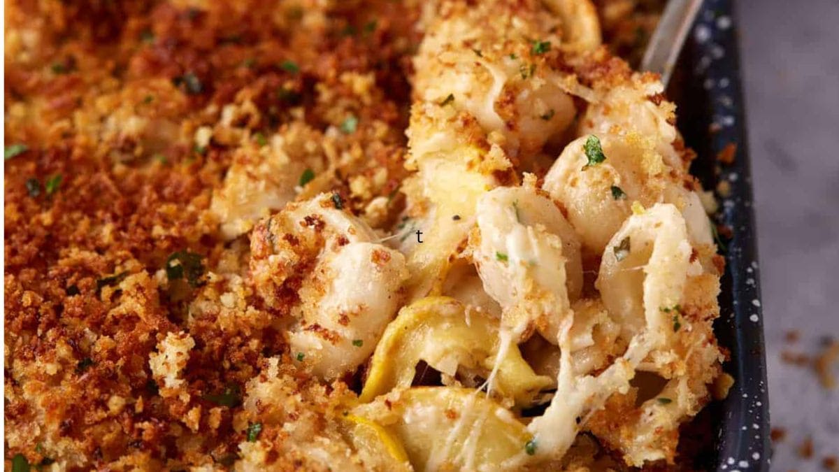 Squash Casserole Recipe. Photo credit Butter and Baggage.