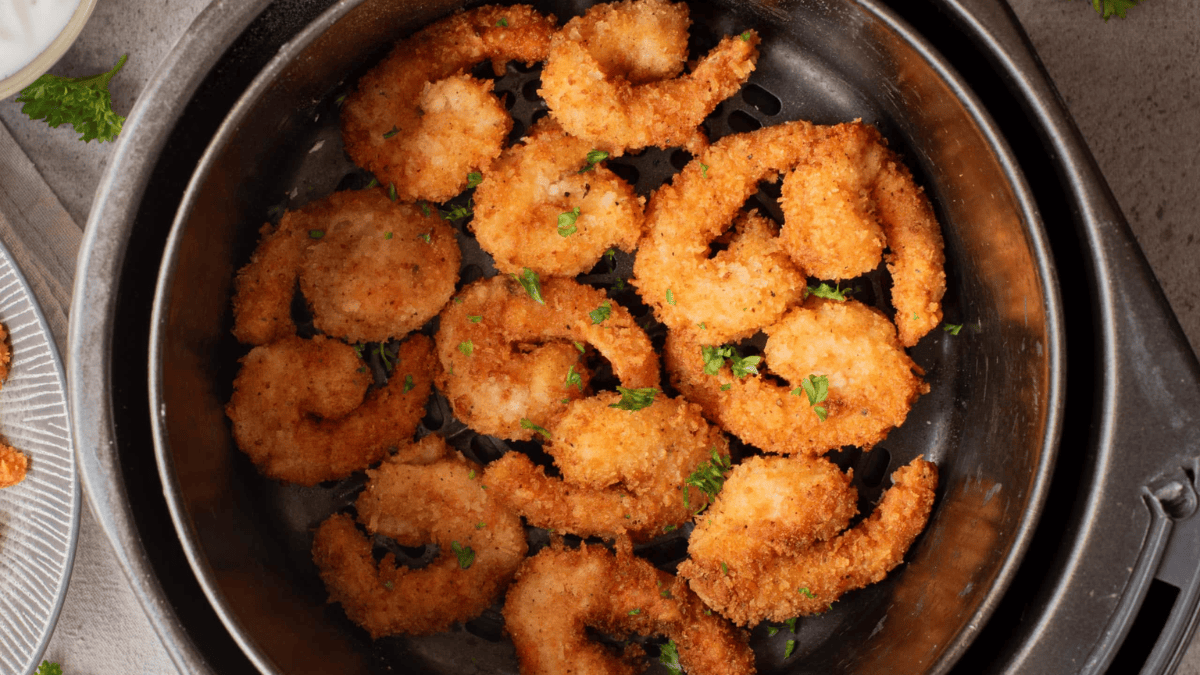 Air Fryer Popcorn Shrimp. Photo credit Lauren's Latest.
