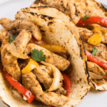 Air Fryer Chicken Fajitas. Photo credit Semi Homemade Kitchen.