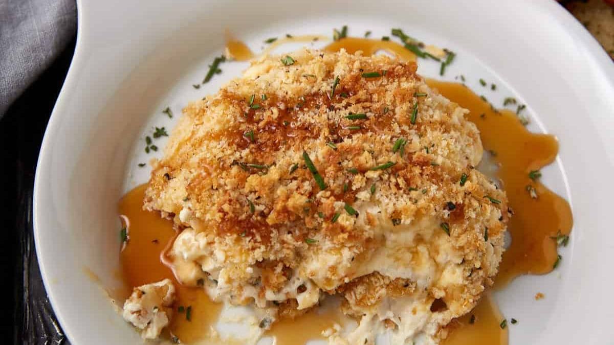 Gooey Baked Boursin Cheese With A Crisp Panko Crust. Photo credit Butter and Baggage.