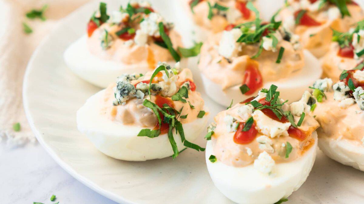 Buffalo Deviled Eggs. Photo credit Lauren's Latest.