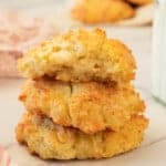 3 Butter Drop Biscuits stacked onto of each other