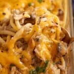 Creamy Chicken Tetrazzini Recipe With Rotisserie Chicken. Photo credit Butter and Baggage.