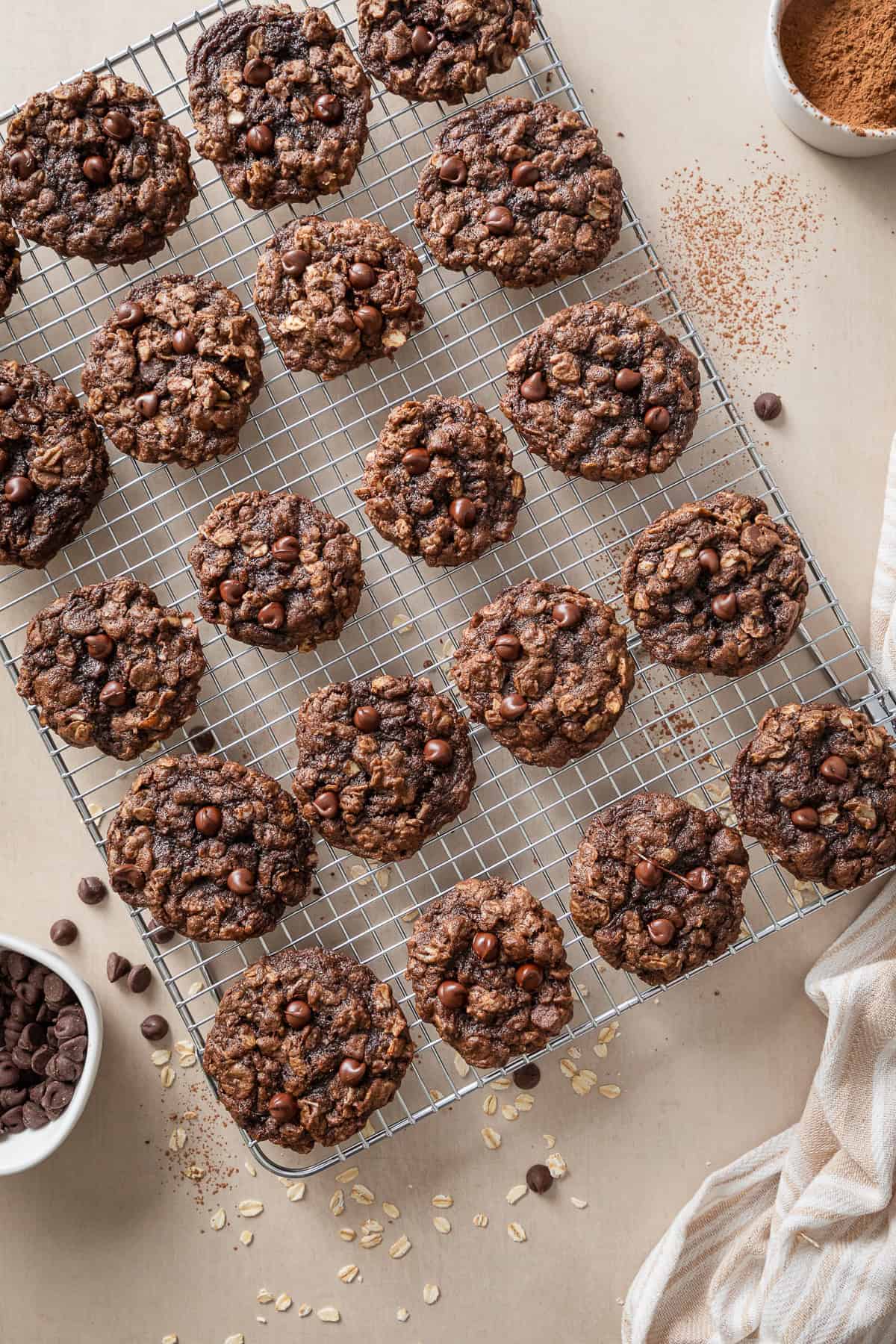 cookies cooling on a wire rack.