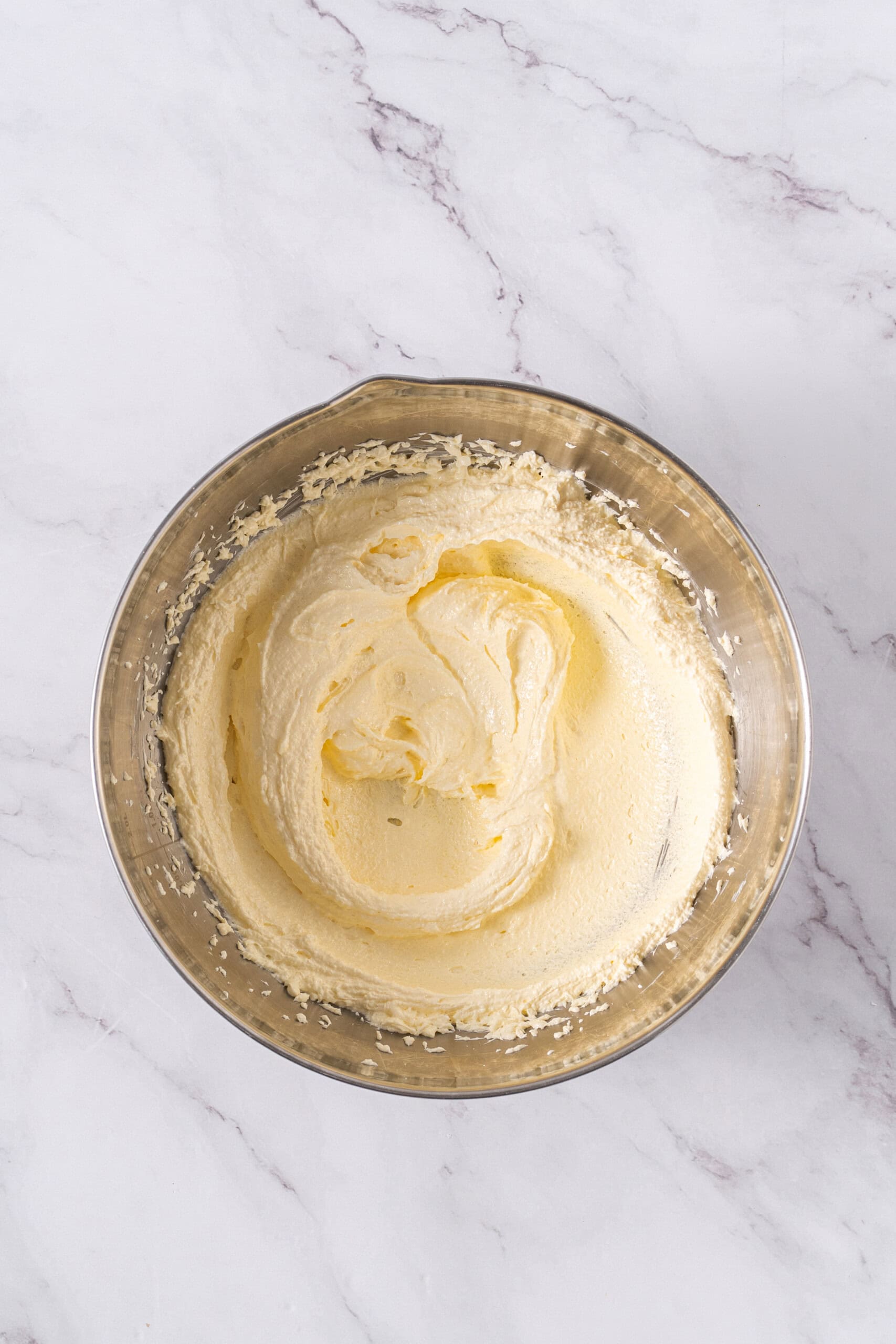 Butter and sugar creamed together until light and fluffy.